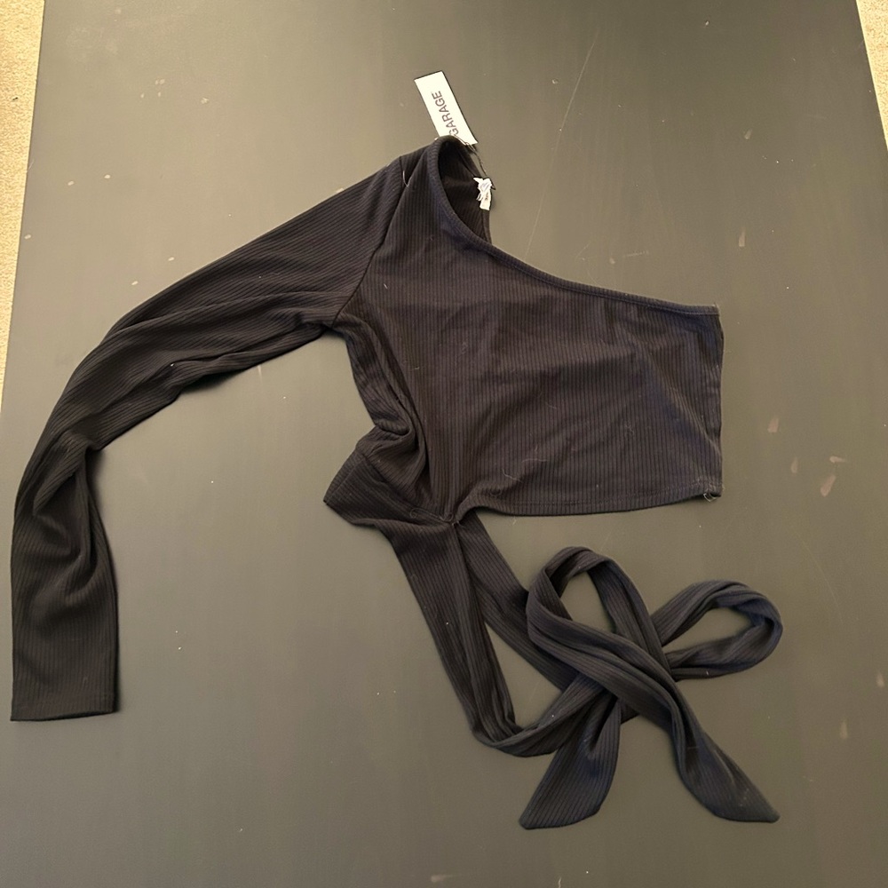 Garage One Shoulder Long Sleeve Top - Size M